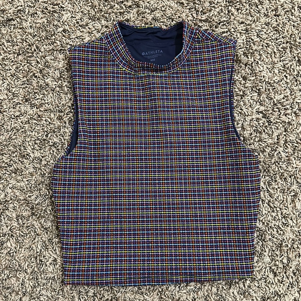 Athleta Purple Plaid Workout Top